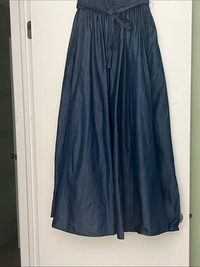Women's Navy Maxi Skirt with Tie Waist Detail